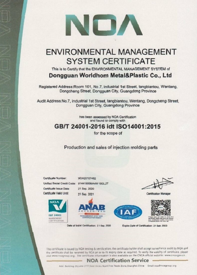 WORLDHOM, ISO 14001:2015
